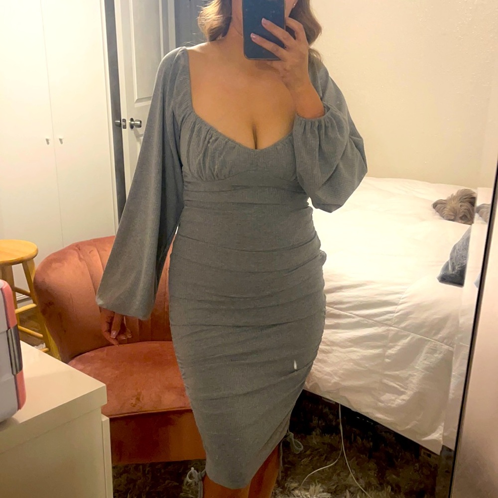 Heather Grey Ribbed Dress